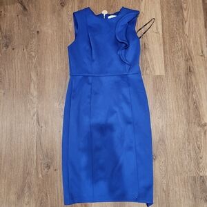 Blue Sleeveless Midi Cocktail Dress